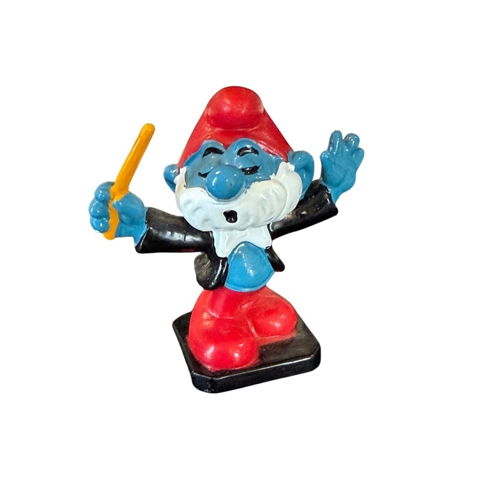 Smurf Papa Smurf Composer 1977 PEYO Vintage Figure PVC Schleich Hong Kong